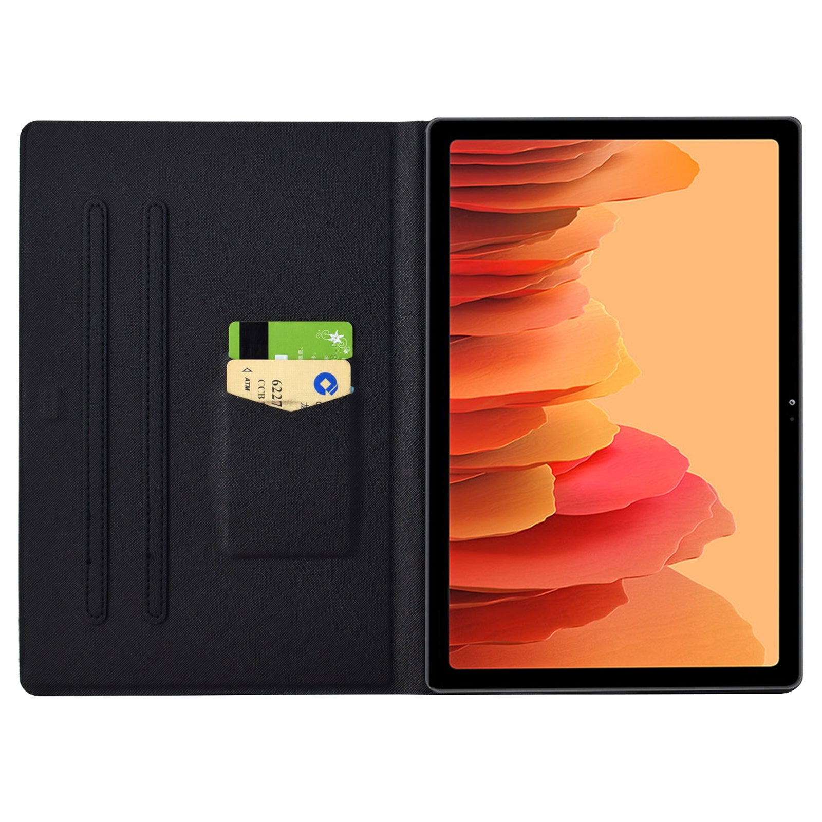 For Samsung Galaxy Tab A7 10.4 (2020) T500 / T505 Case Pattern Auto Wake / Sleep Tablet Cover with Card Holder - Peony Flower