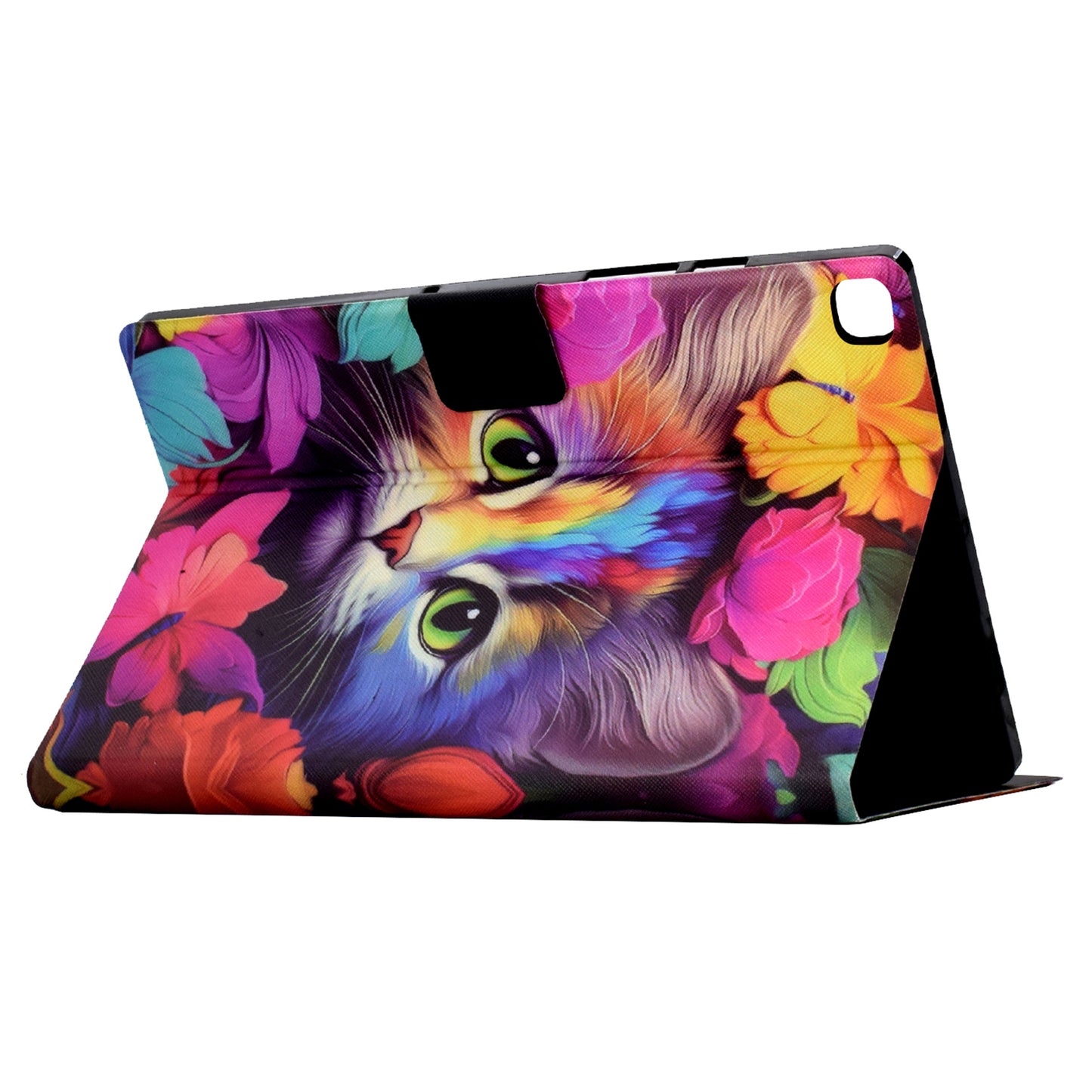 For Samsung Galaxy Tab A7 10.4 (2020) T500 / T505 Case Pattern Auto Wake / Sleep Tablet Cover with Card Holder - Rose Cat
