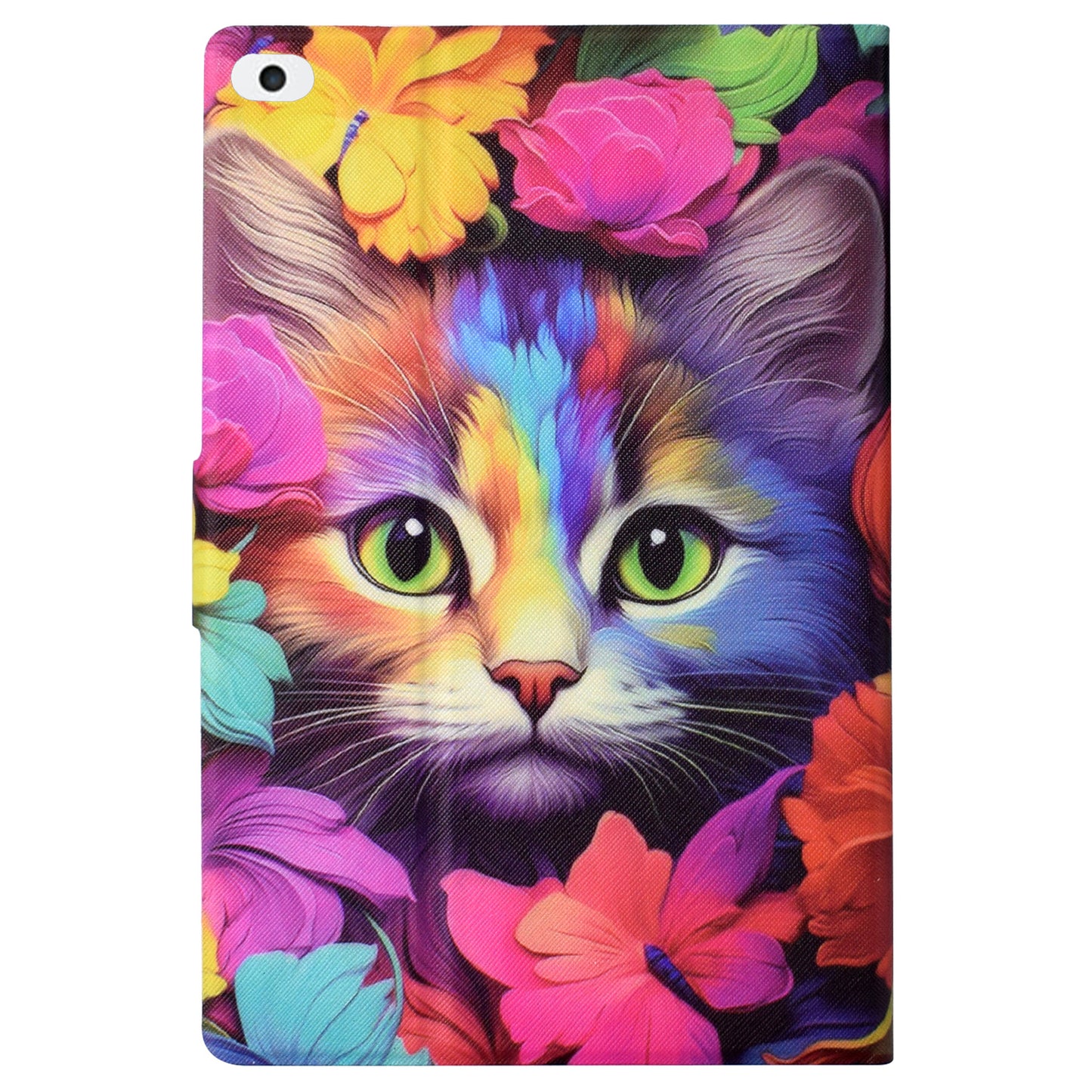 For iPad Air (2013) / iPad Air 2 / iPad 9.7-inch (2017) / (2018) Case PU Leather Pattern Folio Stand Protective Shell Cover - Rose Cat