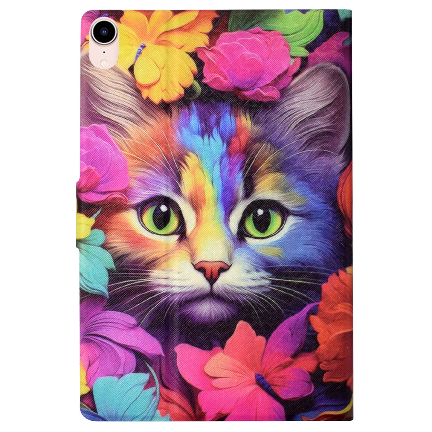 For iPad mini (2021) Case PU Leather Card Slots Tablet Cover with Auto Wake / Sleep - Rose Cat