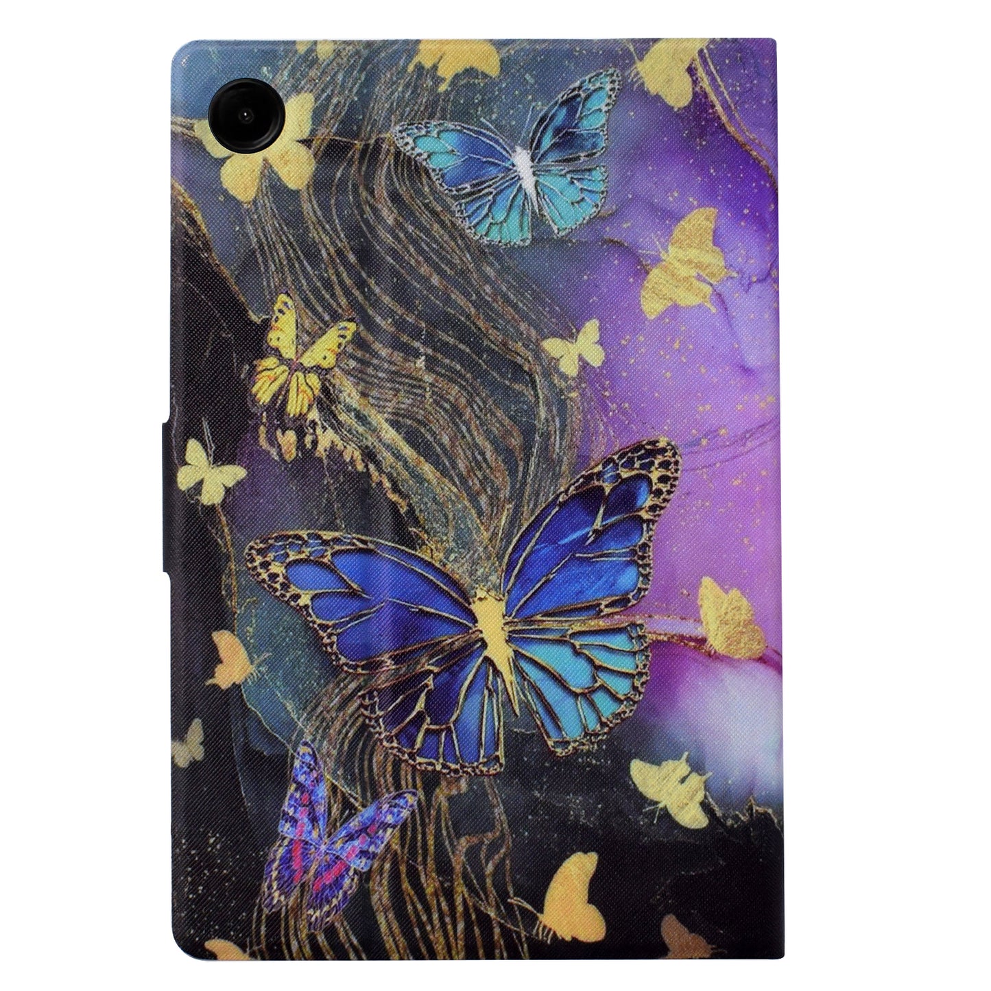 For Samsung Galaxy Tab A9 Case PU Leather Pattern Folding Stand Protective Tablet Cover - Golden Butterflies