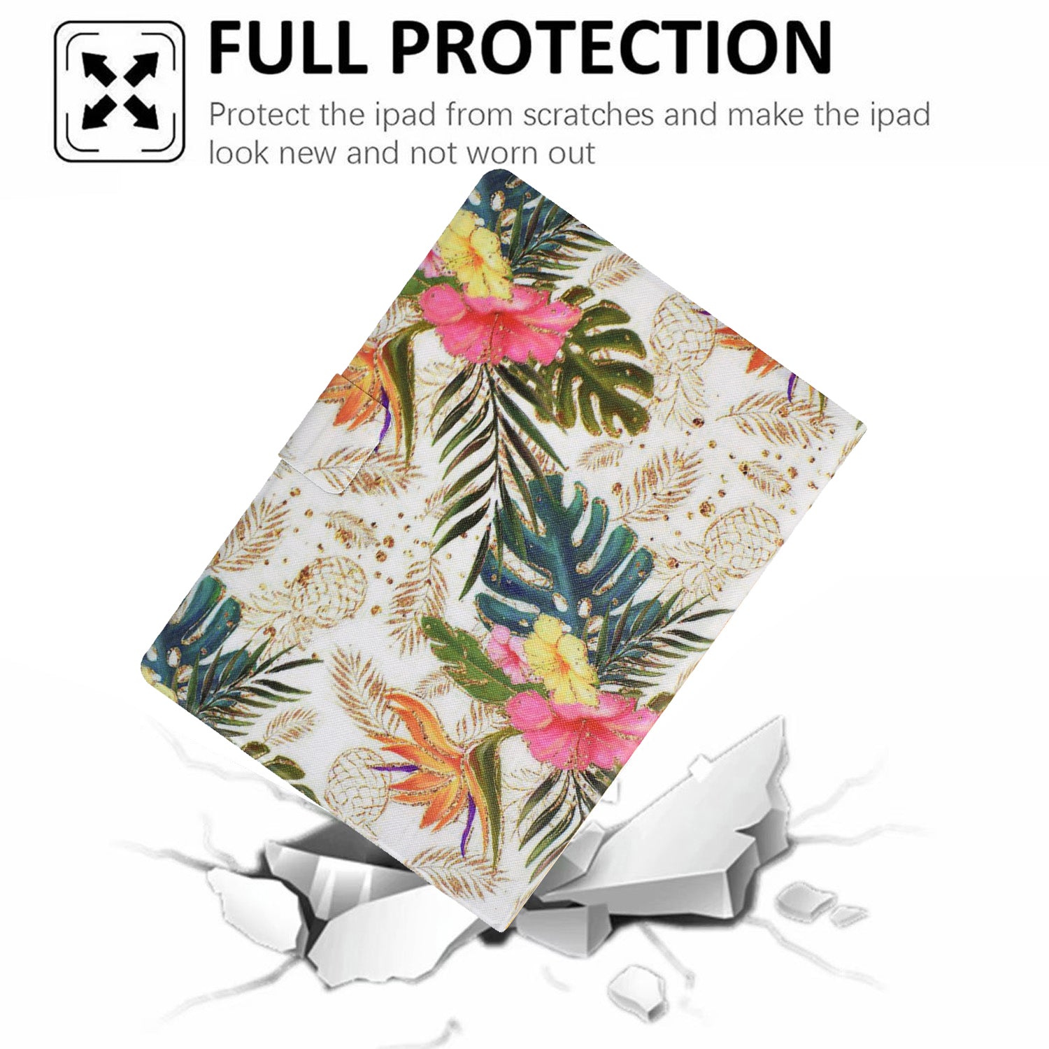 For Samsung Galaxy Tab A9 Case PU Leather Pattern Folding Stand Protective Tablet Cover - Golden Pineapple