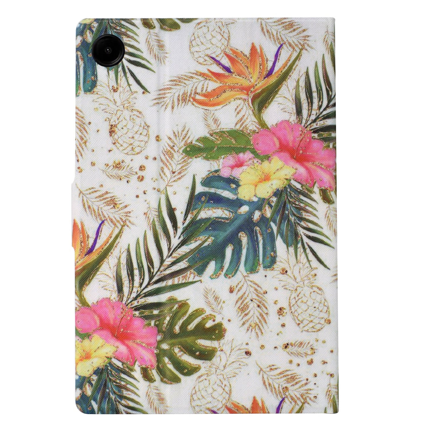 For Samsung Galaxy Tab A9 Case PU Leather Pattern Folding Stand Protective Tablet Cover - Golden Pineapple