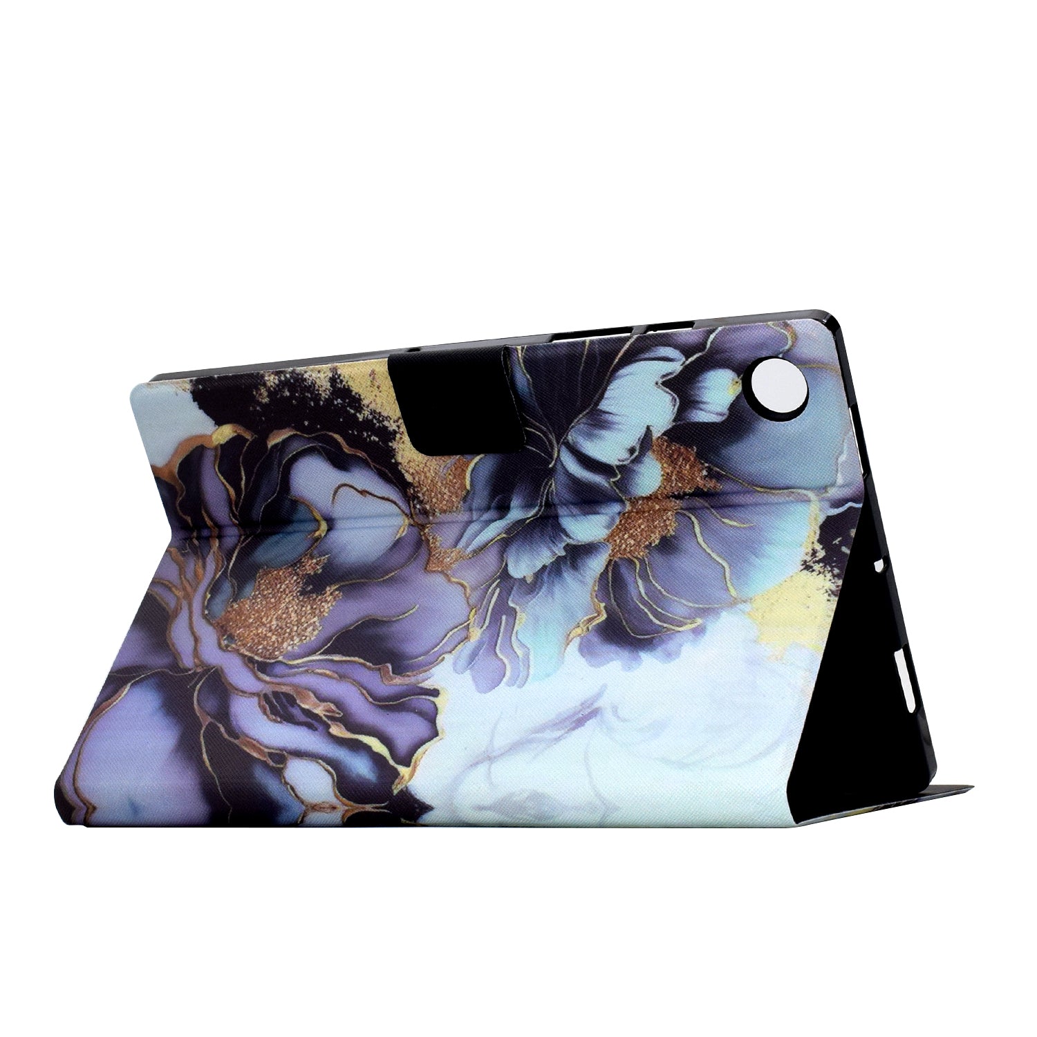 For Samsung Galaxy Tab A9 Case PU Leather Pattern Folding Stand Protective Tablet Cover - Peony Flower