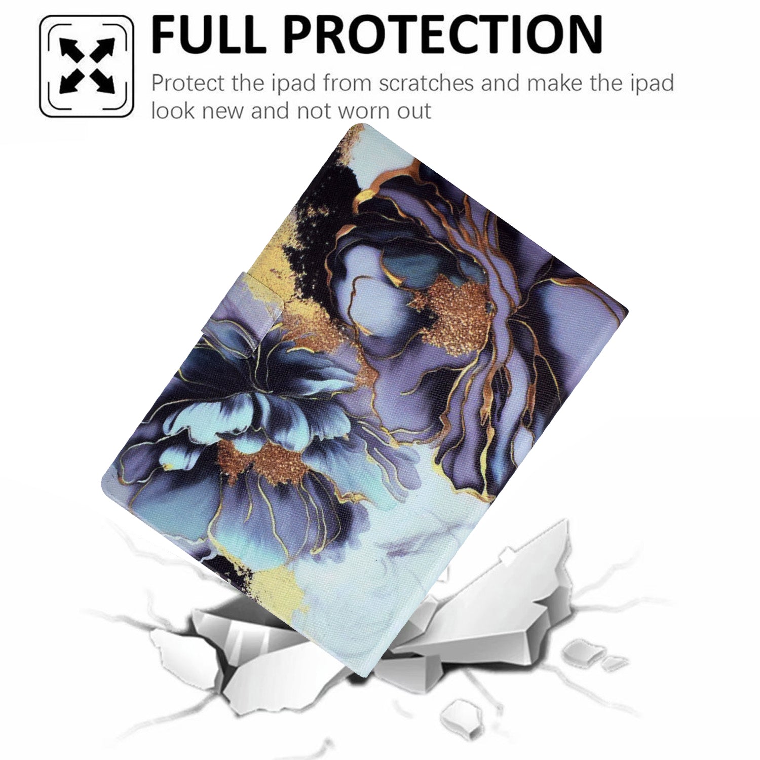 For Samsung Galaxy Tab A9 Case PU Leather Pattern Folding Stand Protective Tablet Cover - Peony Flower