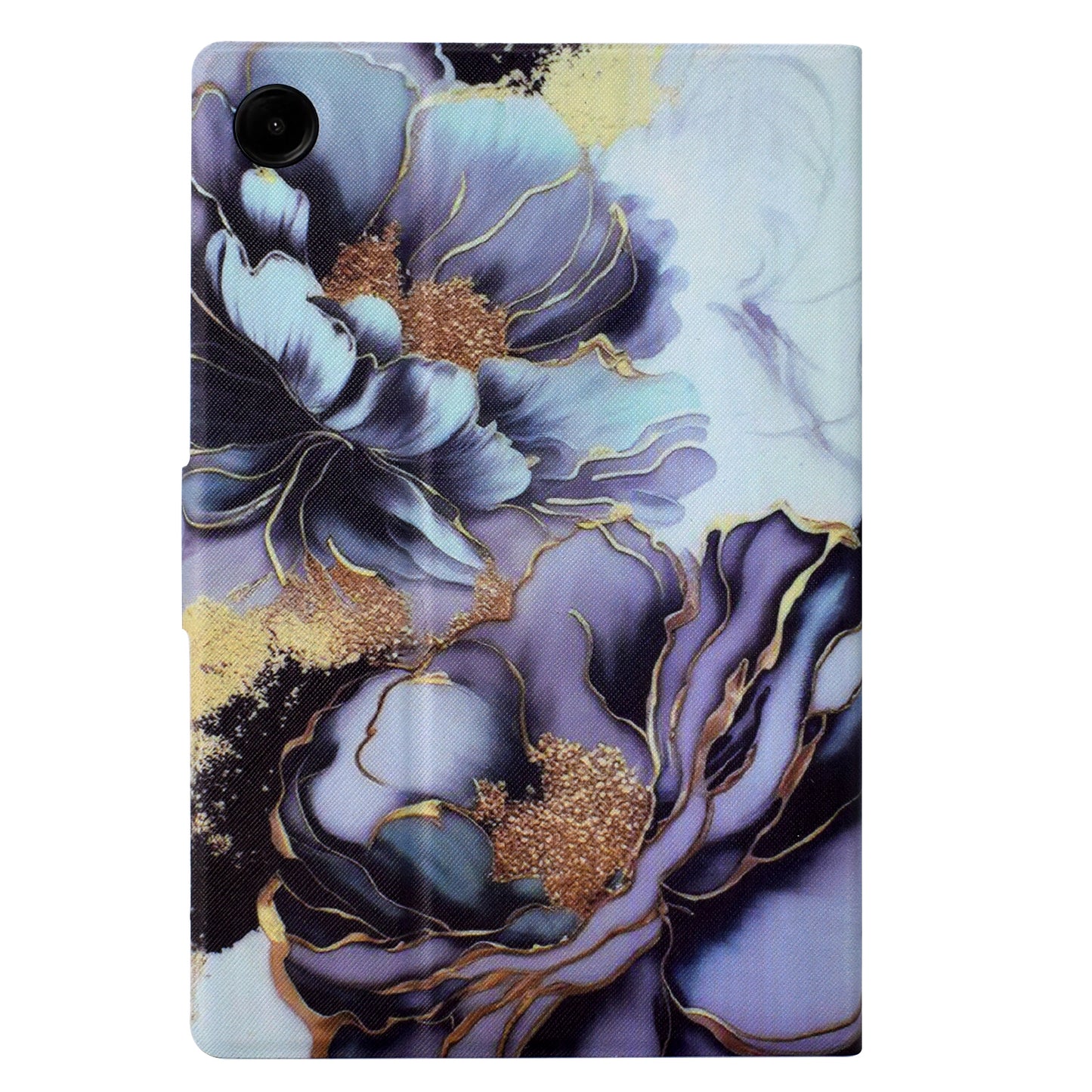 For Samsung Galaxy Tab A9 Case PU Leather Pattern Folding Stand Protective Tablet Cover - Peony Flower