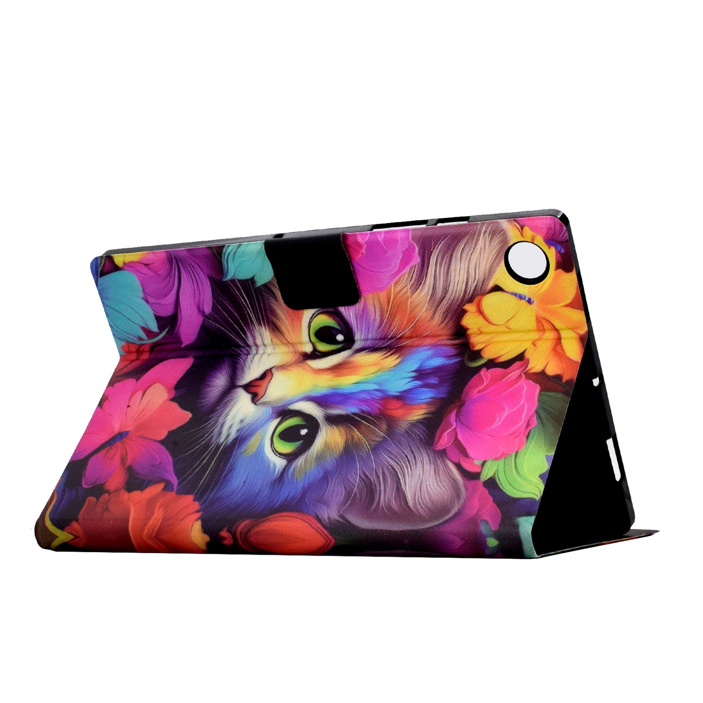 For Samsung Galaxy Tab A9 Case PU Leather Pattern Folding Stand Protective Tablet Cover - Rose Cat
