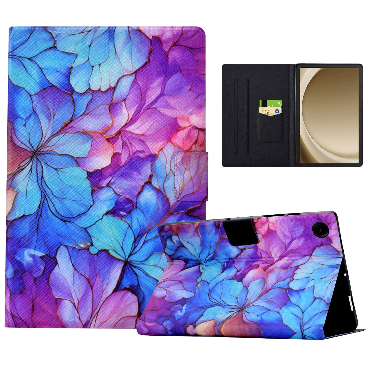 For Samsung Galaxy Tab A9+ Case PU Leather Pattern Tablet Cover with Auto Wake / Sleep - Petal