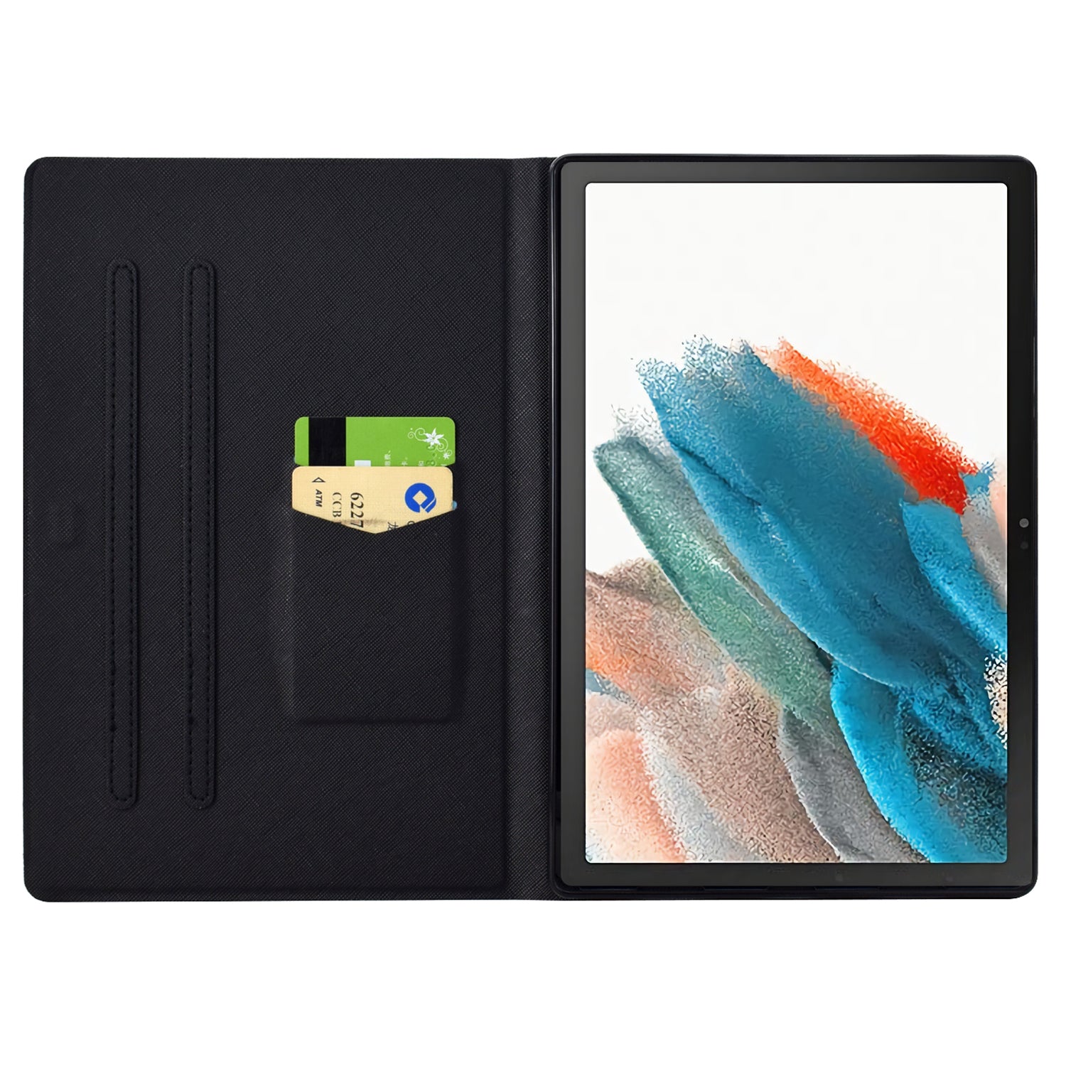 For Samsung Galaxy Tab A8 10.5 (2021) X205 X200 / (2022) Case Card Slot Tablet Leather Cover - Golden Butterflies