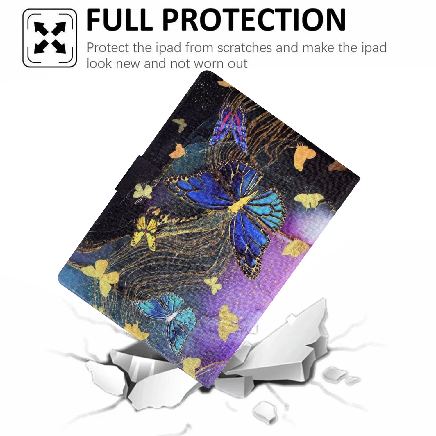 For Samsung Galaxy Tab A8 10.5 (2021) X205 X200 / (2022) Case Card Slot Tablet Leather Cover - Golden Butterflies