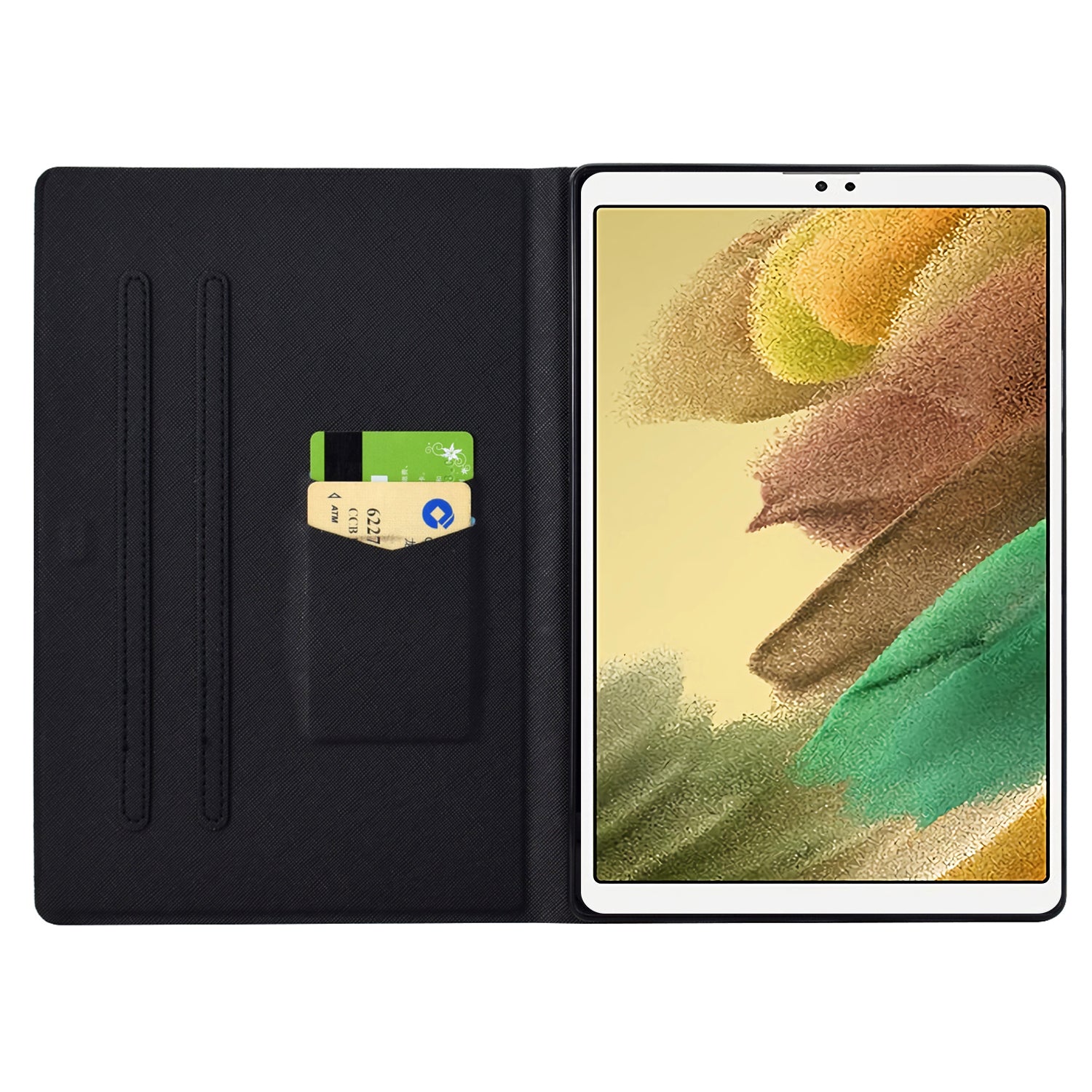 For Samsung Galaxy Tab A7 Lite 8.7-inch T220 / T225 Tablet Case Pattern Printing Card Slot Leather Cover - Rose Cat