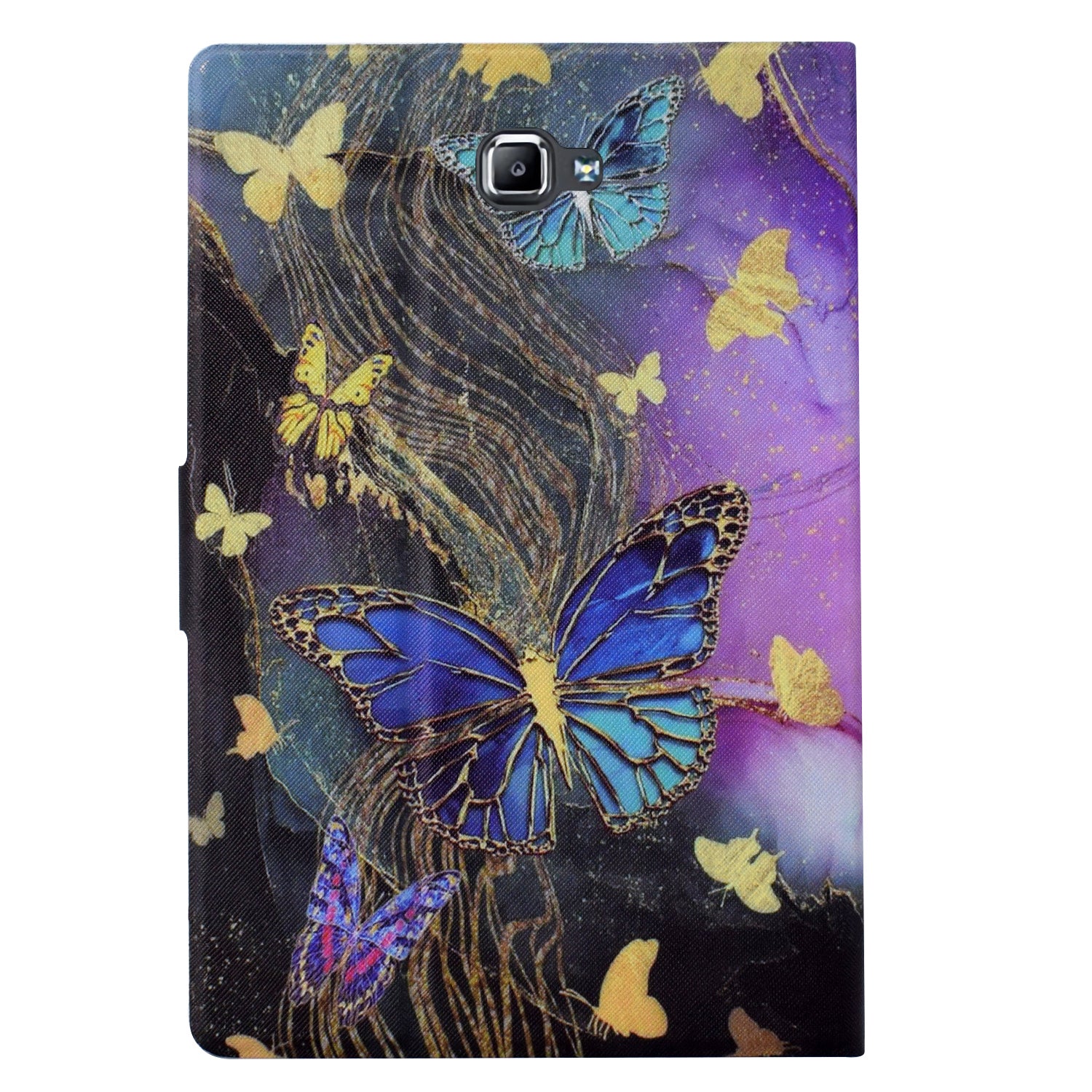 For Samsung Galaxy Tab A 10.1 (2016) T580 T585 Leather Case Card Holder Pattern Tablet Cover - Golden Butterflies