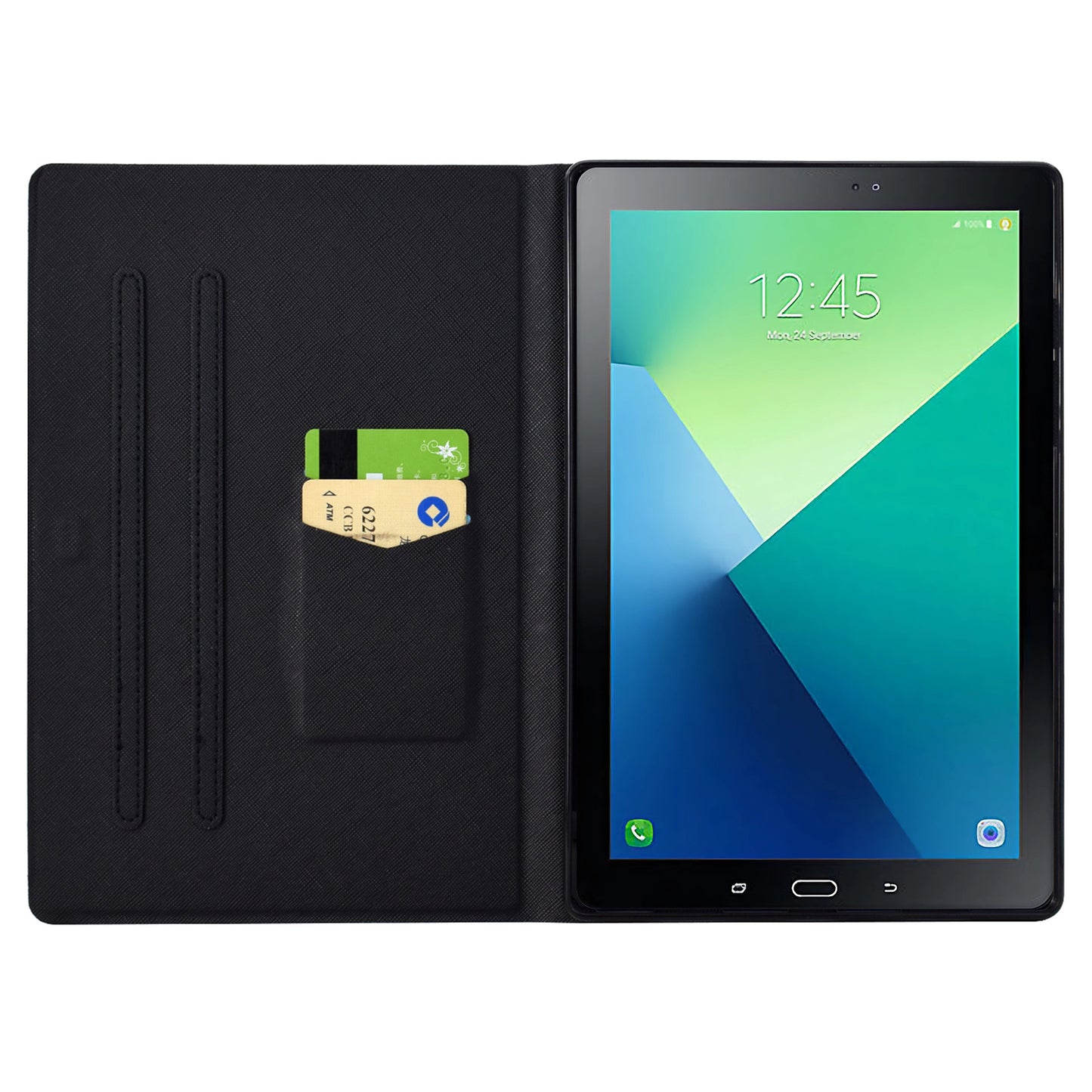 For Samsung Galaxy Tab A 10.1 (2016) T580 T585 Leather Case Card Holder Pattern Tablet Cover - Golden Pineapple