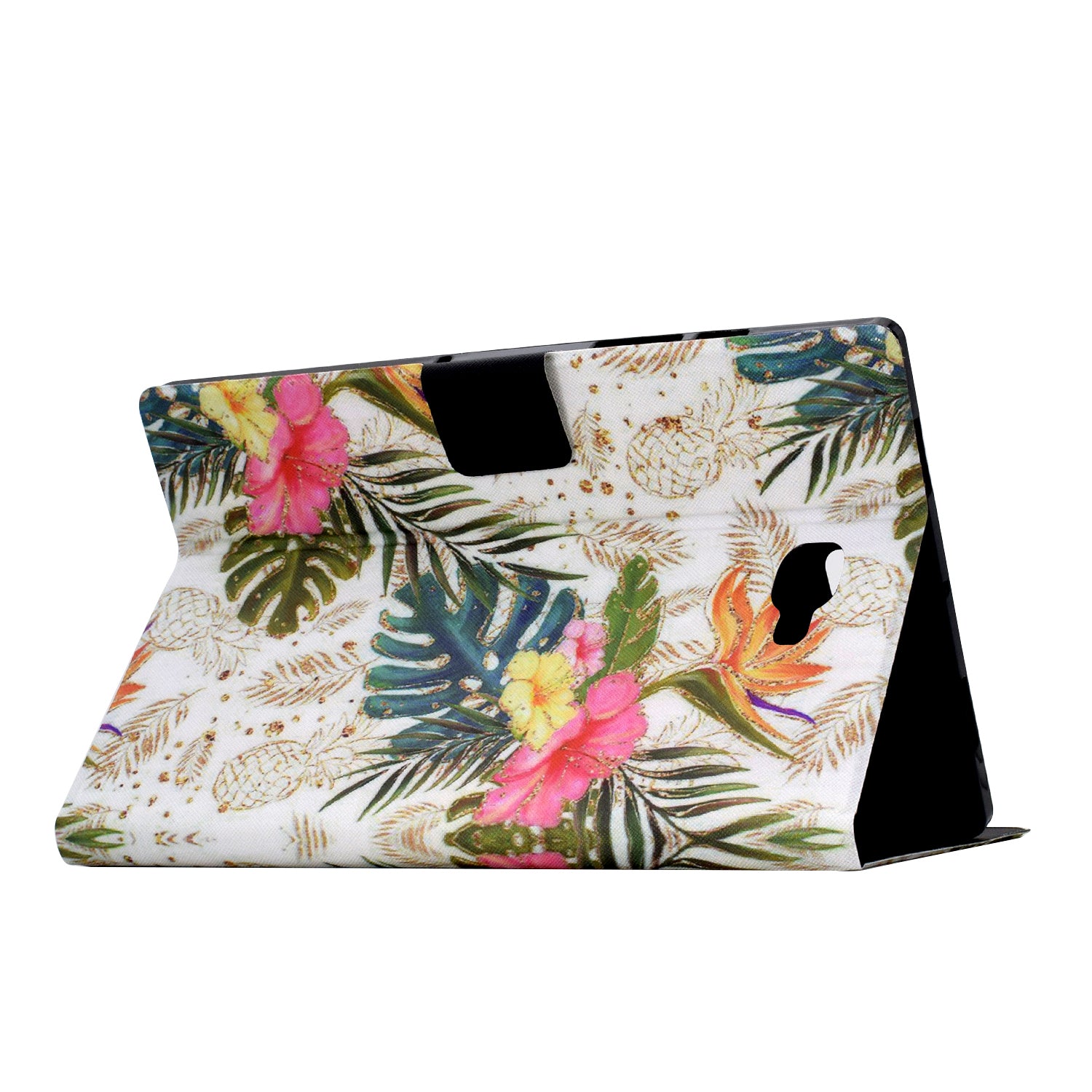 For Samsung Galaxy Tab A 10.1 (2016) T580 T585 Leather Case Card Holder Pattern Tablet Cover - Golden Pineapple