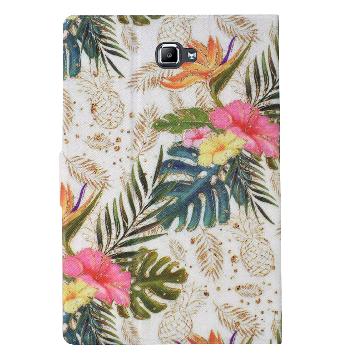 For Samsung Galaxy Tab A 10.1 (2016) T580 T585 Leather Case Card Holder Pattern Tablet Cover - Golden Pineapple