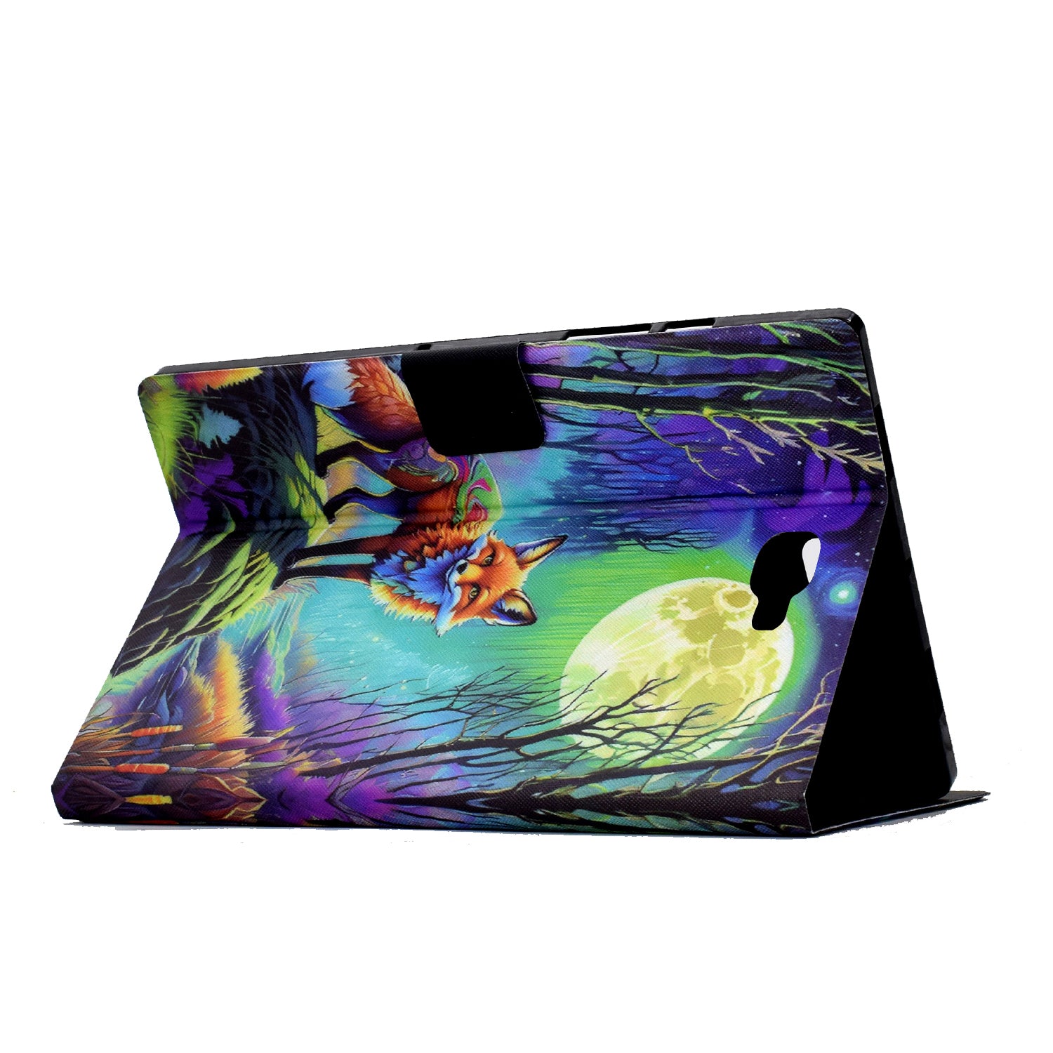 For Samsung Galaxy Tab A 10.1 (2016) T580 T585 Leather Case Card Holder Pattern Tablet Cover - Moonlight Fox