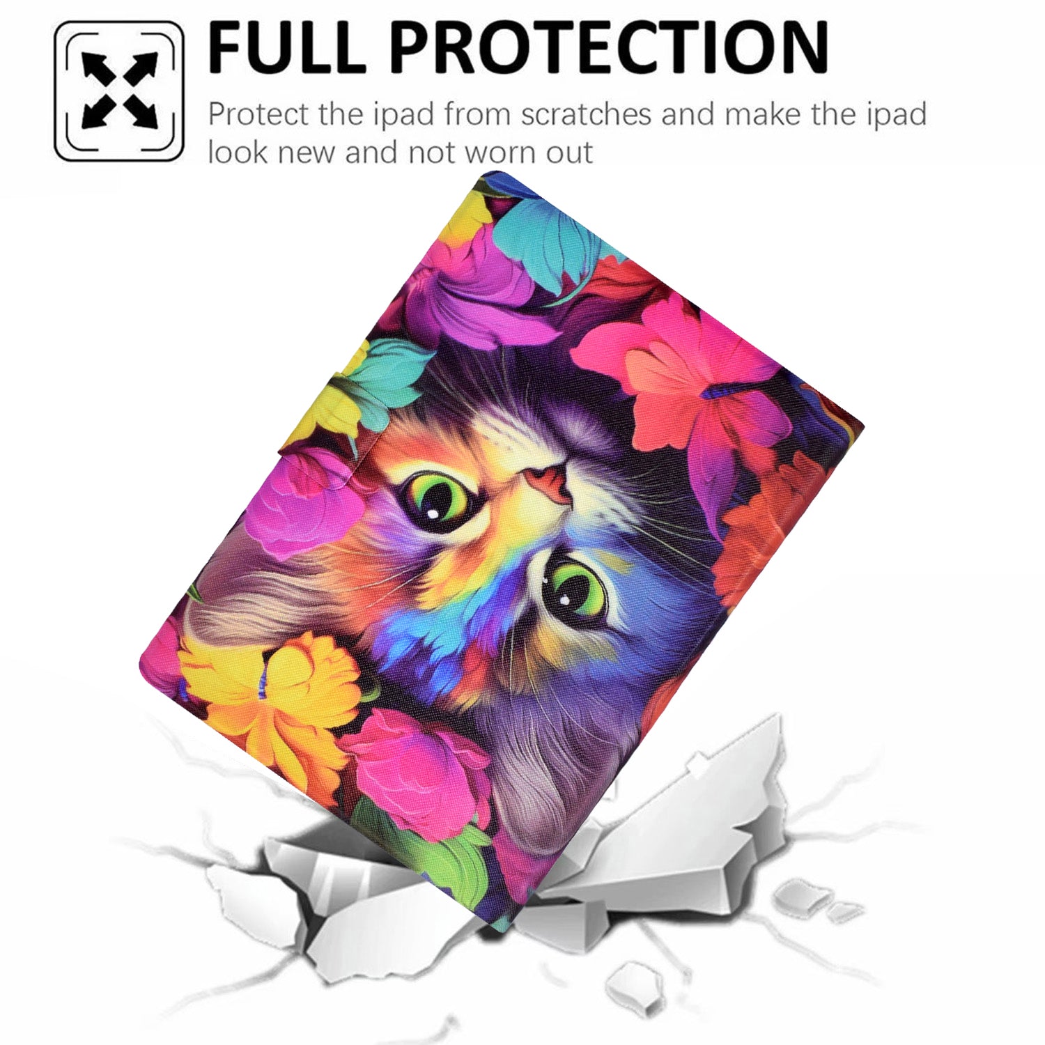 For Samsung Galaxy Tab A 10.1 (2016) T580 T585 Leather Case Card Holder Pattern Tablet Cover - Rose Cat