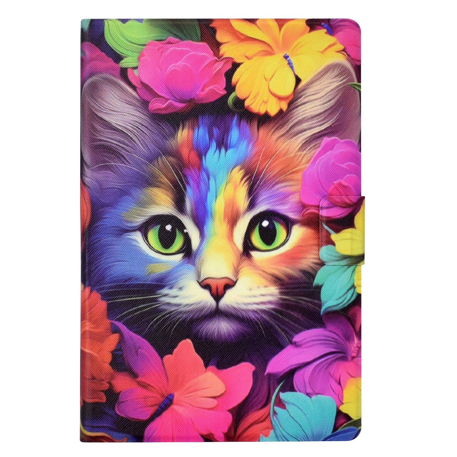 For Samsung Galaxy Tab A 10.1 (2016) T580 T585 Leather Case Card Holder Pattern Tablet Cover - Rose Cat