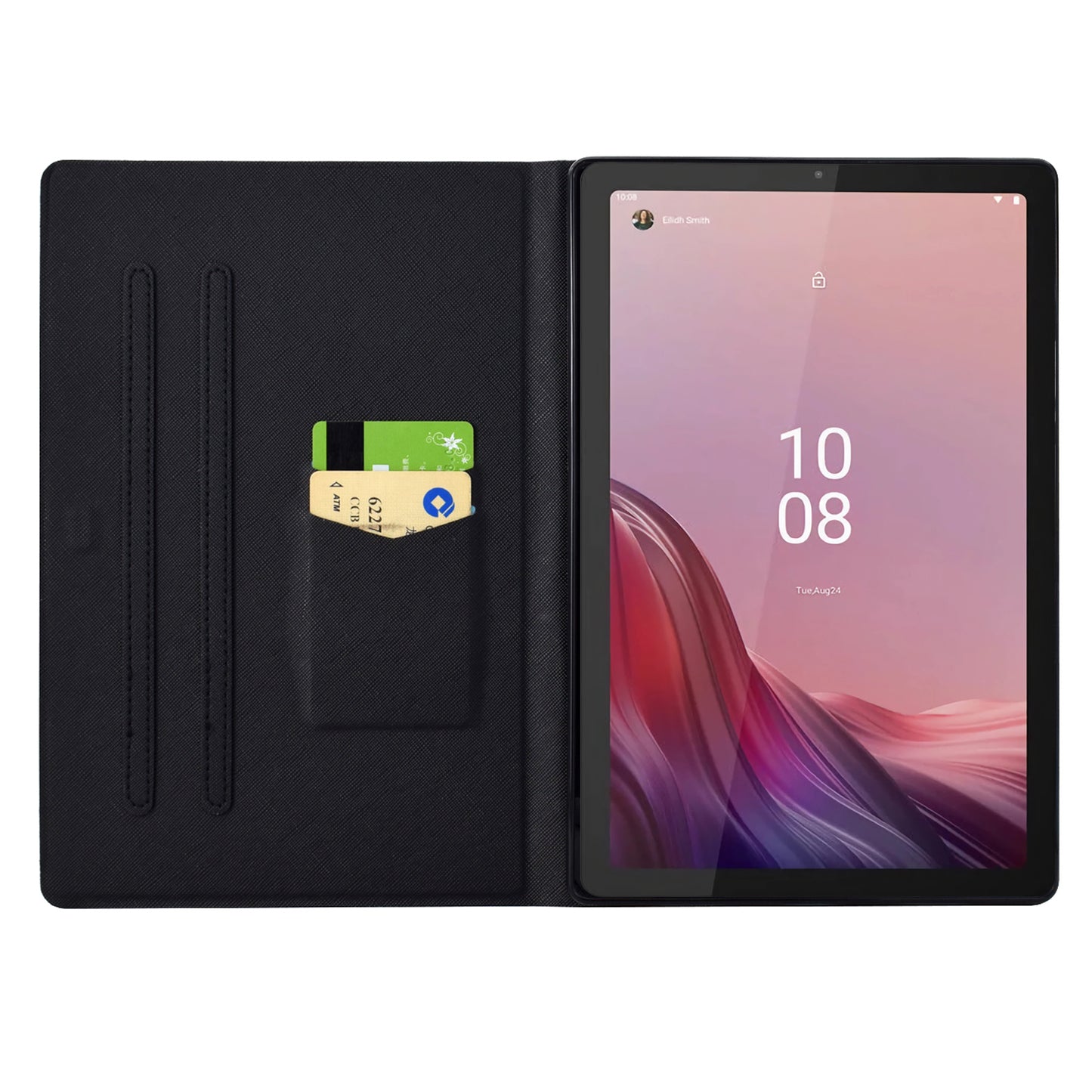 For Lenovo Tab M9 TB-310FU Case Pattern Anti-Collision Leather Shell with Auto Wake / Sleep Function - Rose Cat