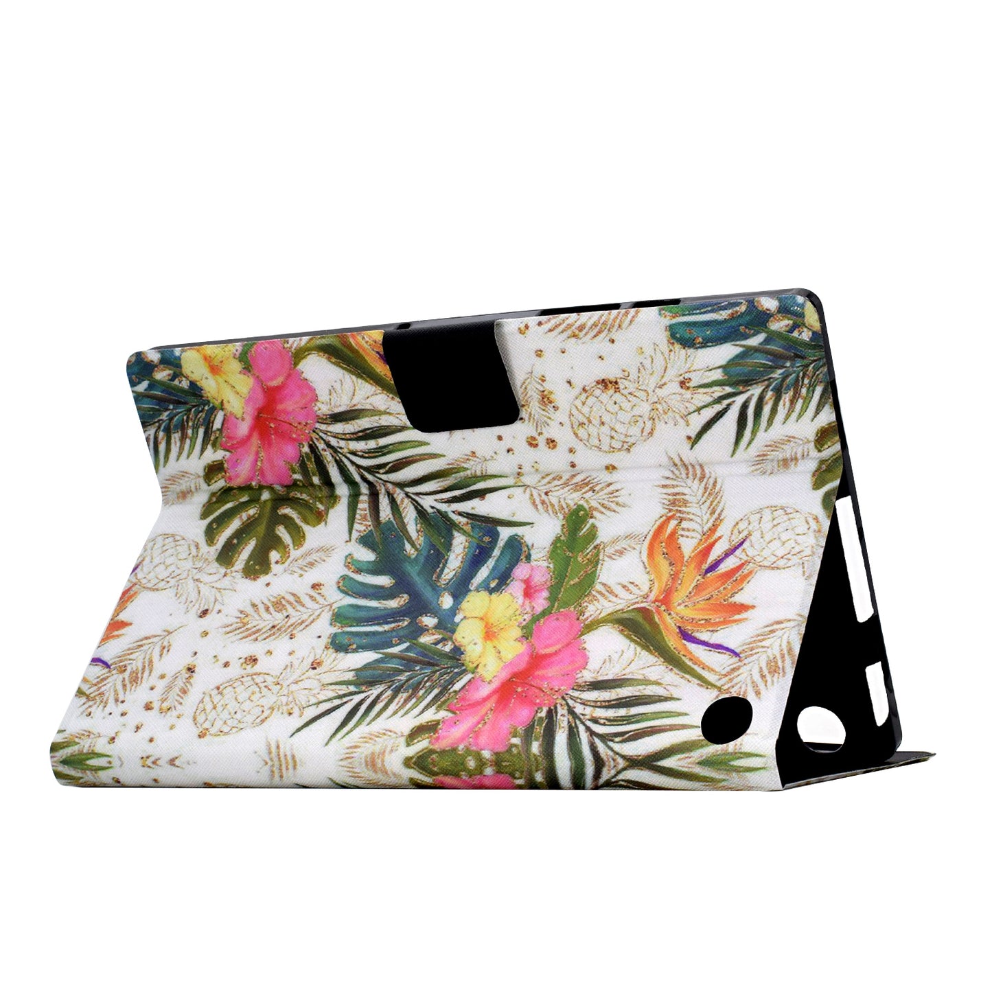 For Amazon Fire HD 8 (2020) / (2022) Case Pattern Printing Card Slots Leather E-Reader Cover - Golden Pineapple