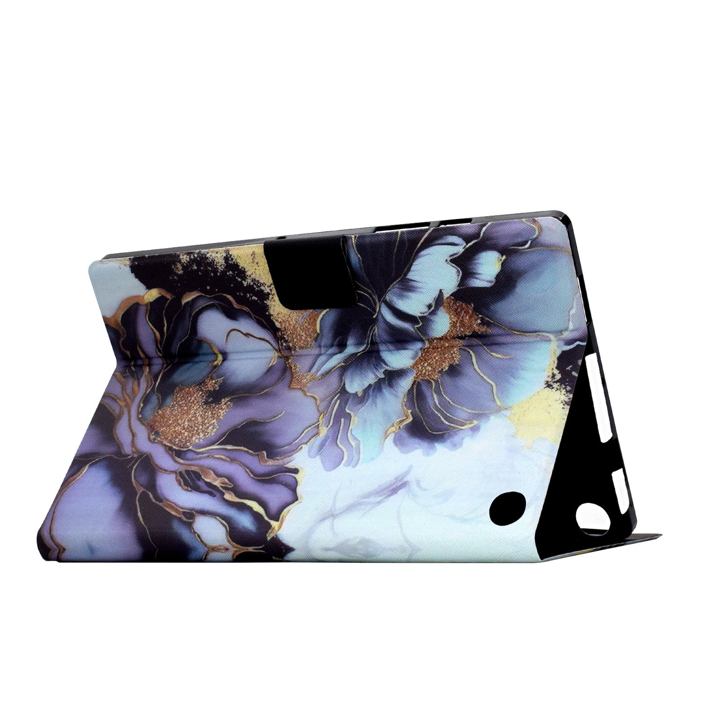For Amazon Fire HD 8 (2020) / (2022) Case Pattern Printing Card Slots Leather E-Reader Cover - Peony Flower