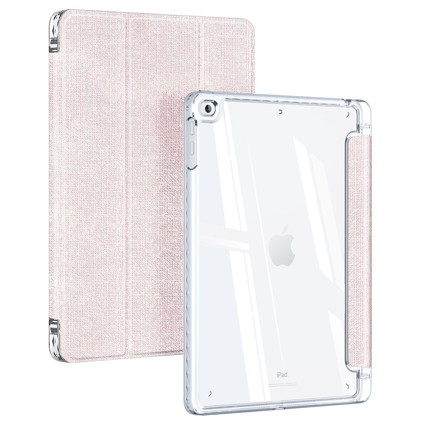 DUX DUCIS Unid Series For iPad 9.7-inch (2017) / (2018) / Air (2013) / Air 2 Case Auto Wake / Sleep PU Leather Clear Back Tablet Cover - Light Pink