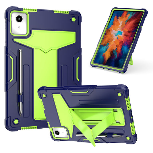 For Lenovo Tab M11 / Xiaoxin Pad 11 2024 Case Case T-Shaped Kickstand PC+Silicone Tablet Cover - Navy Blue+Green