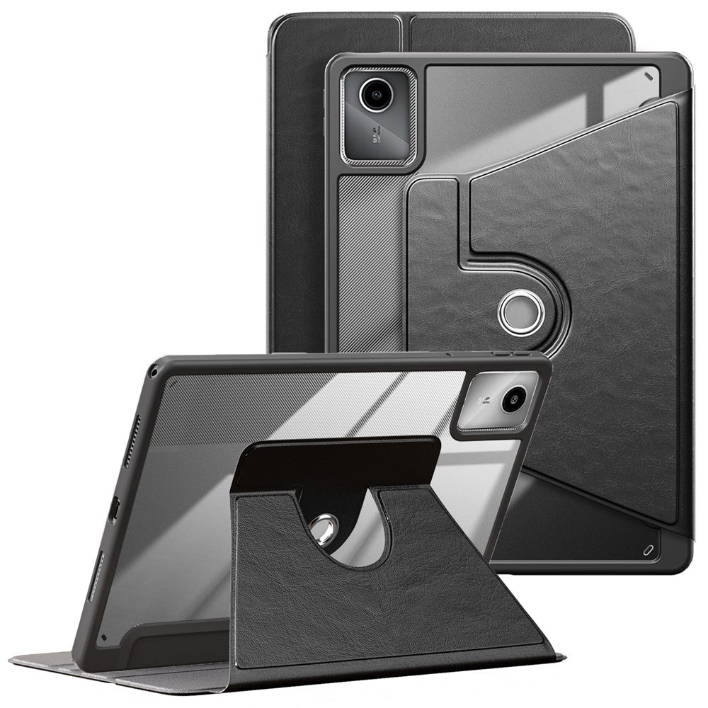 For Lenovo Tab M11 TB330 / Xiaoxin Pad 11 2024 Case Rotate Stand PU Leather+Acrylic+TPU Tablet Cover - Black
