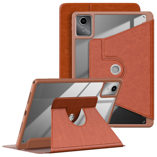 For Lenovo Tab M11 TB330 / Xiaoxin Pad 11 2024 Case Rotate Stand PU Leather+Acrylic+TPU Tablet Cover - Brown