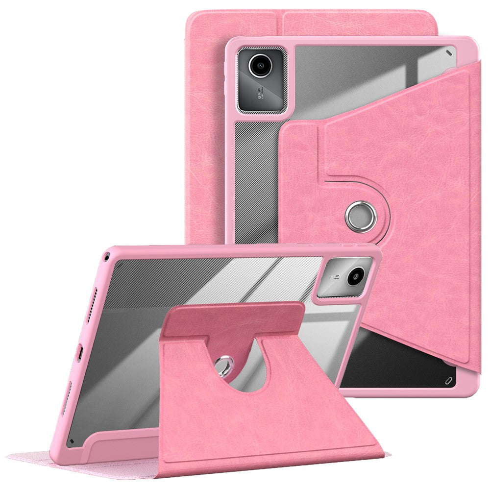 For Lenovo Tab M11 TB330 / Xiaoxin Pad 11 2024 Case Rotate Stand PU Leather+Acrylic+TPU Tablet Cover - Pink