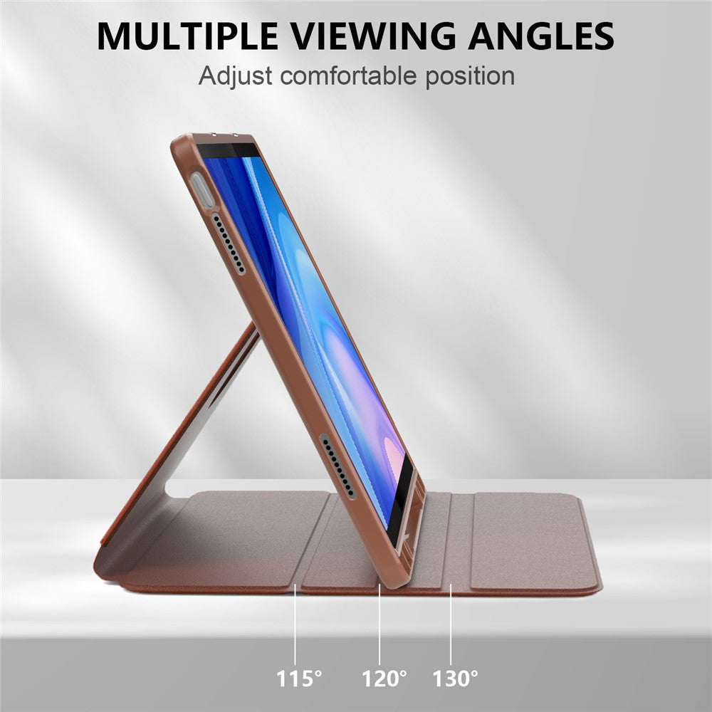 For Lenovo Tab P12 TB371FC Case Leather+Acrylic+TPU Stand Tablet Cover with Auto Wake / Sleep - Brown