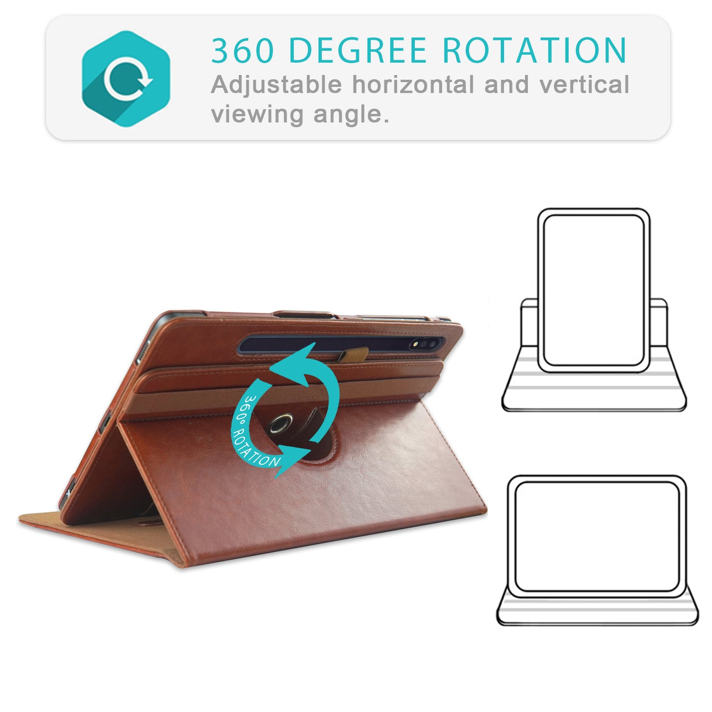 For Samsung Galaxy Tab S10+ Wi-Fi SM-X820 SM-X826B / Tab S7 FE T736 / S7+ / S8+ / S9+ X810 / S9 FE+ X610 Case Rotating Stand Tablet Leather Cover - Brown