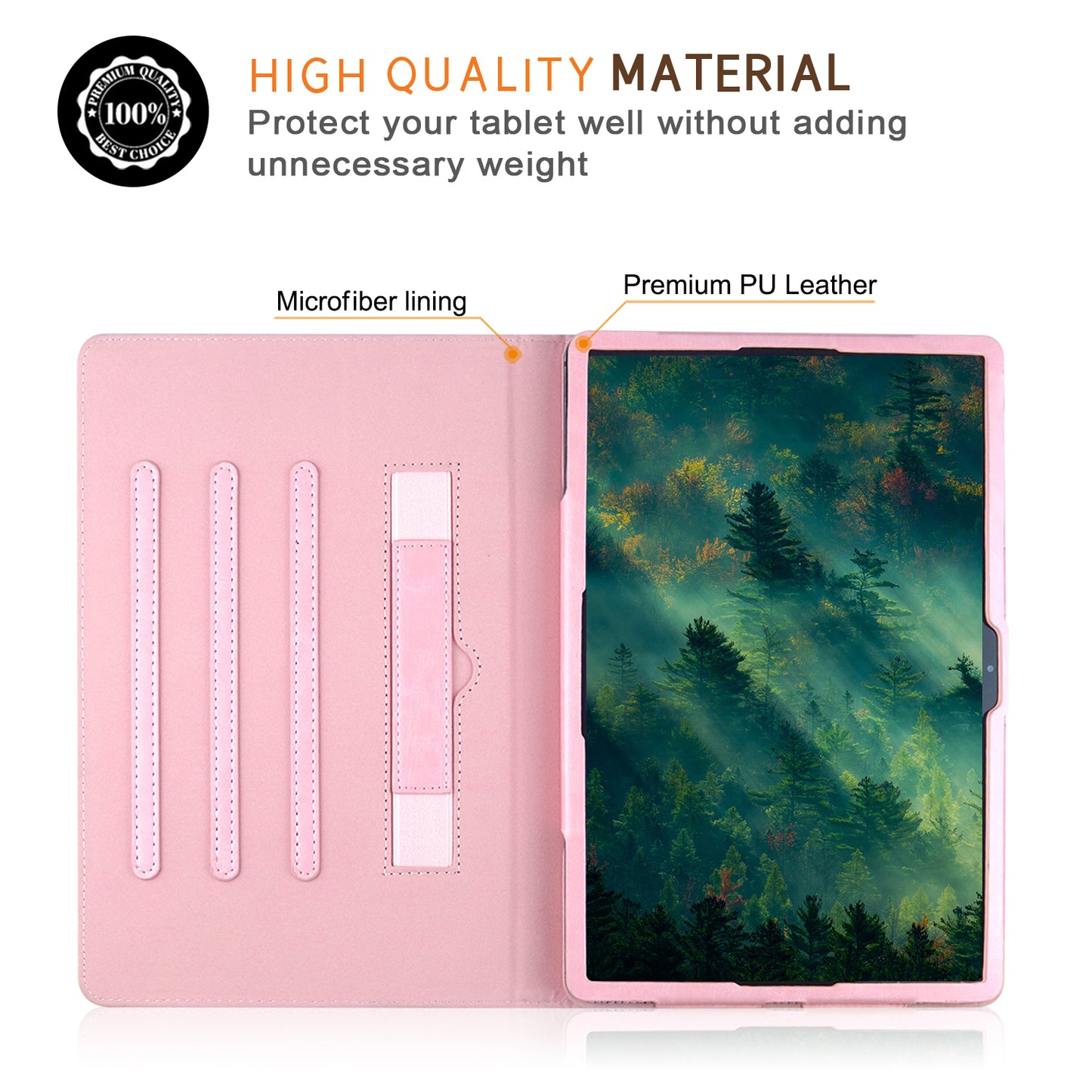 For Samsung Galaxy Tab S10+ Wi-Fi SM-X820 SM-X826B / Tab S7 FE T736 / S7+ / S8+ / S9+ X810 / S9 FE+ X610 Case Rotating Stand Tablet Leather Cover - Pink
