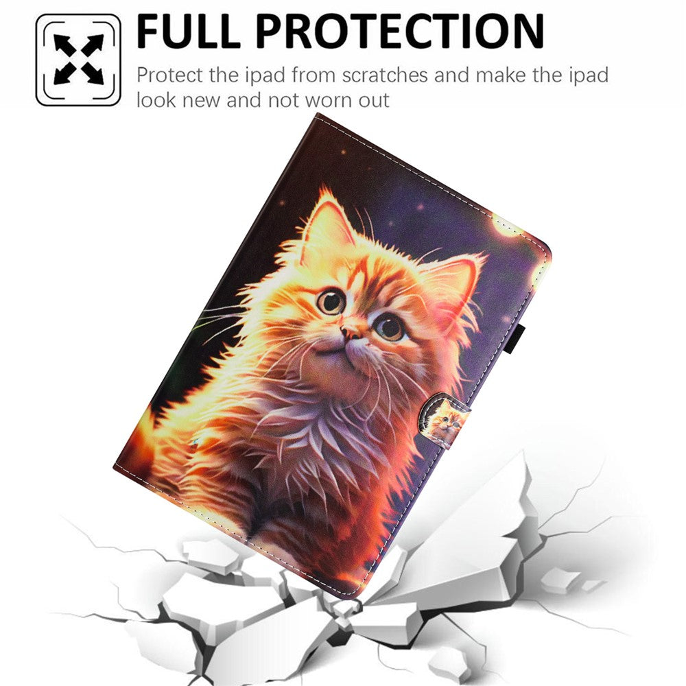 For Lenovo Tab M11 / Xiaoxin Pad 11 2024 PU Leather Case Pattern Tablet Stand Cover with Card Slots - Cat