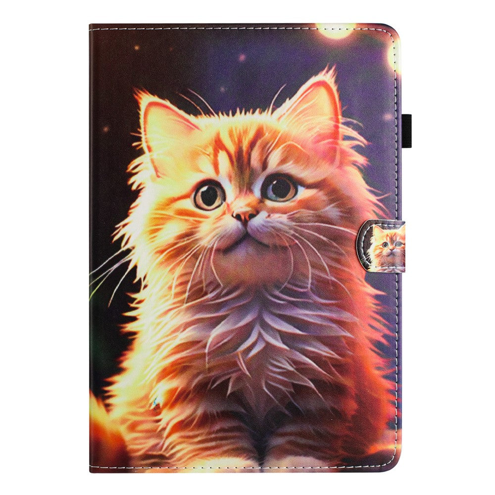 For Lenovo Tab M11 / Xiaoxin Pad 11 2024 PU Leather Case Pattern Tablet Stand Cover with Card Slots - Cat