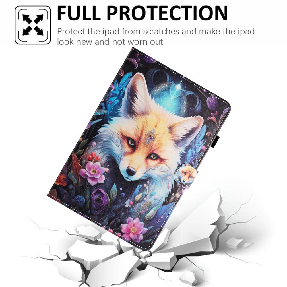 For Lenovo Tab M10 Plus Case Pattern Printing PU Leather Drop-proof Tablet Stand Cover - Fox