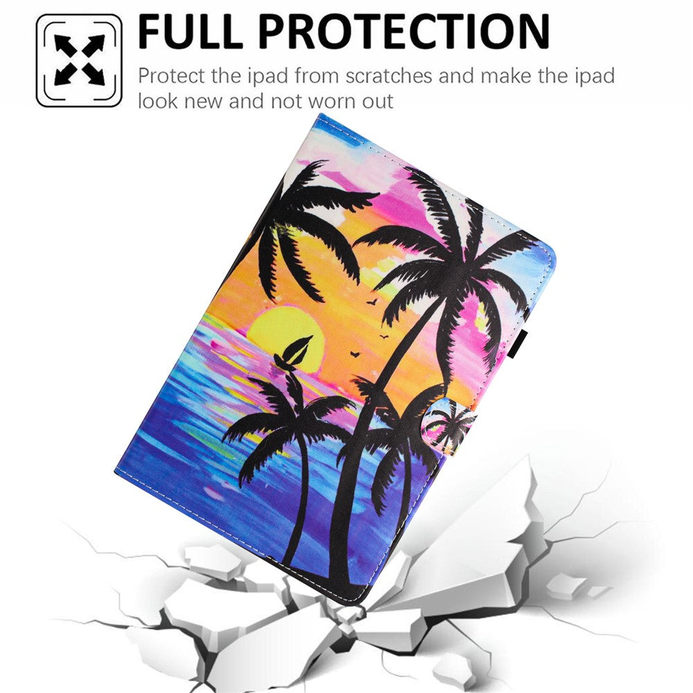 For Lenovo Tab M10 Plus (3rd Gen) / Xiaoxin Pad 2022 10.6 inch PU Leather Case Tablet Stand Cover with Card Slots - Coconut Tree