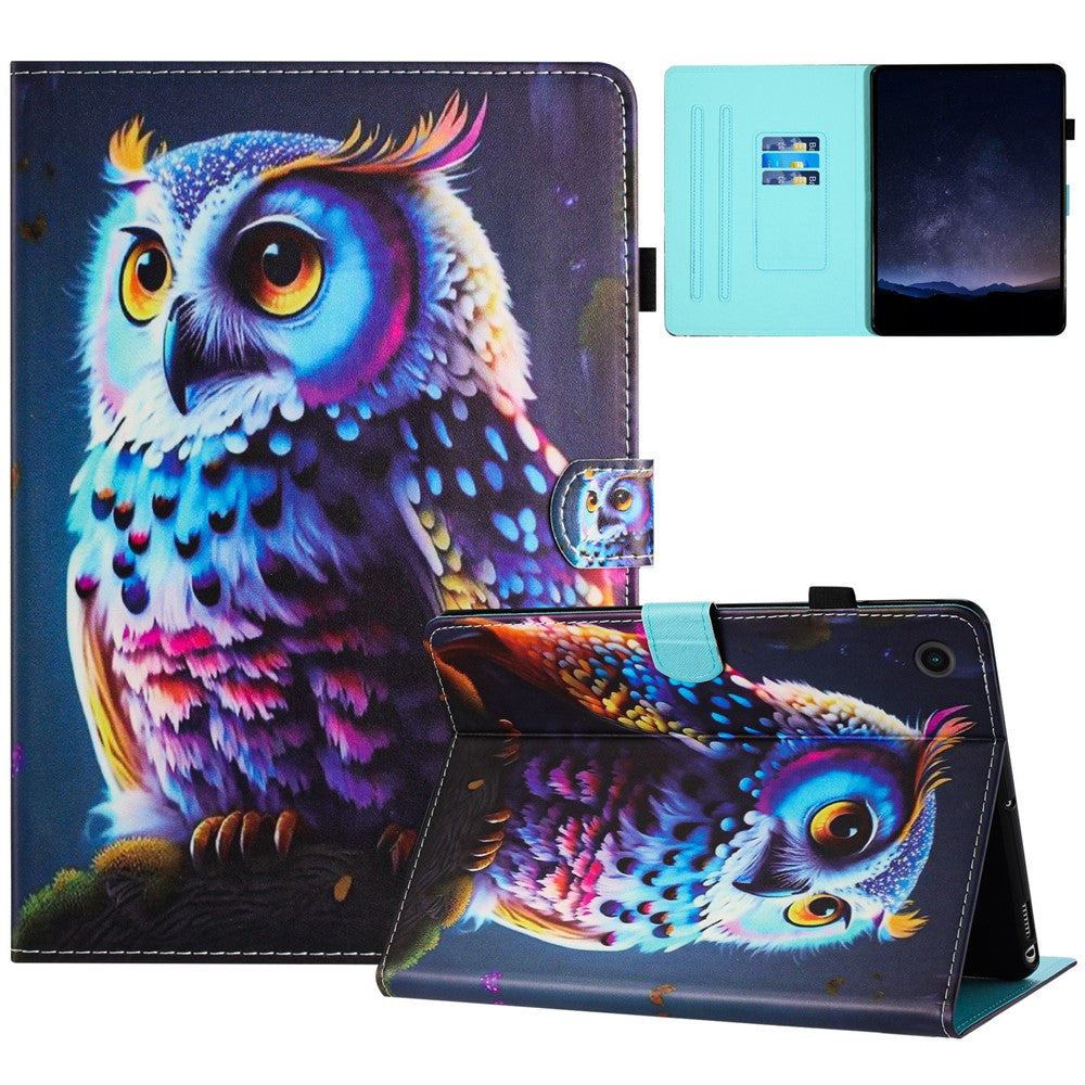 For Lenovo Tab M10 Plus (3rd Gen) / Xiaoxin Pad 2022 10.6 inch PU Leather Case Tablet Stand Cover with Card Slots - Owl