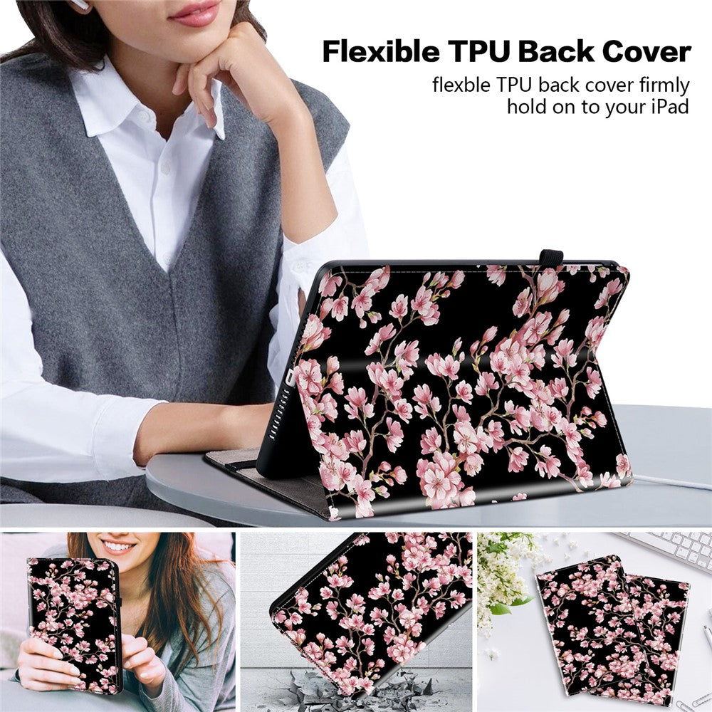 For Lenovo Tab P12 Case Pattern Printing Card Slots Tablet Shell with Foldable Stand - Plum Blossom