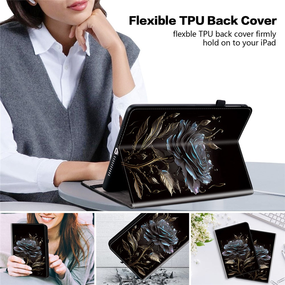 For Lenovo Tab M10 HD Gen 2 Case Pattern PU Leather Folding Folio Stand Tablet Cover - Black Rose