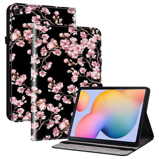 For Samsung Galaxy Tab S6 Lite (2020) / (2022) / (2024) Case Pattern Printing Tablet Stand Shell with Card Slots - Plum Blossom