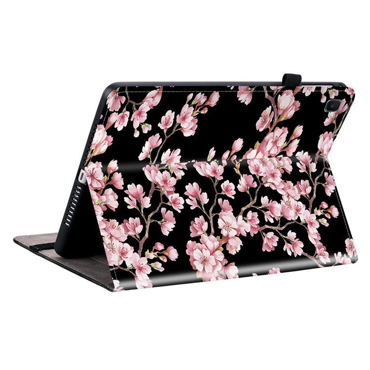 For Samsung Galaxy Tab S6 Lite (2020) / (2022) / (2024) Case Pattern Printing Tablet Stand Shell with Card Slots - Plum Blossom