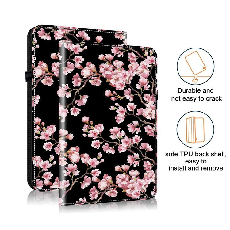 For Samsung Galaxy Tab S6 Lite (2020) / (2022) / (2024) Case Pattern Printing Tablet Stand Shell with Card Slots - Plum Blossom