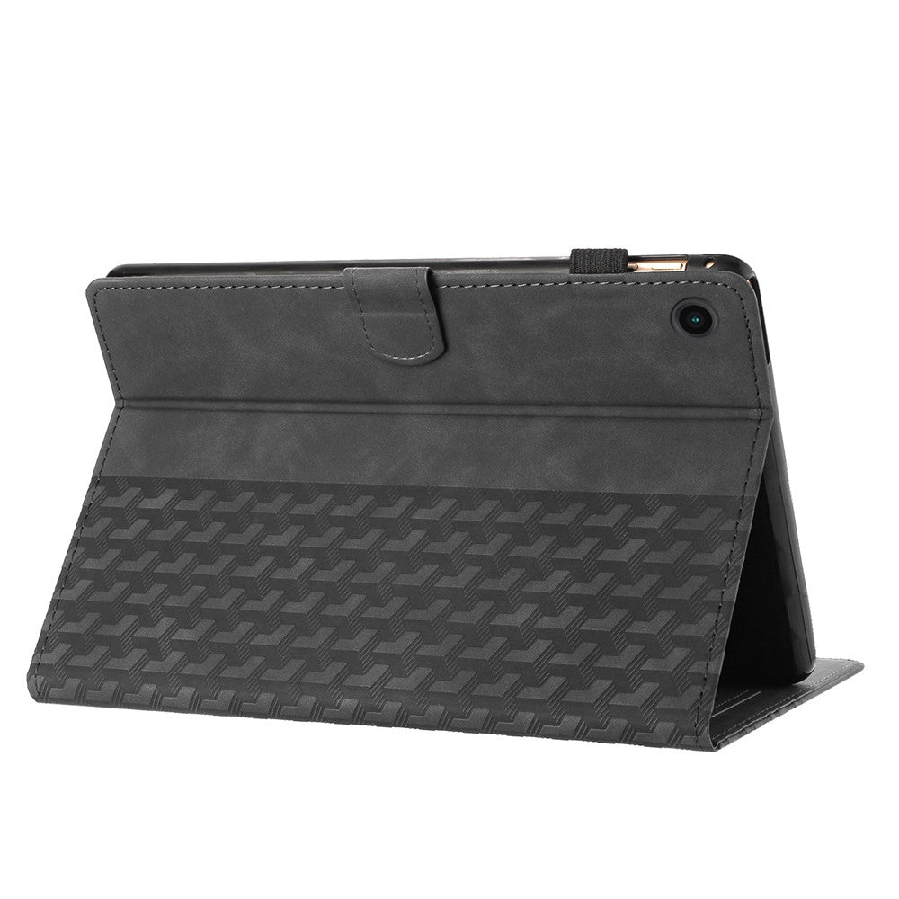 For Lenovo Tab M10 (Gen 3) Case Card Holder Building Blocks Imprinted Tablet Stand Cover - Black