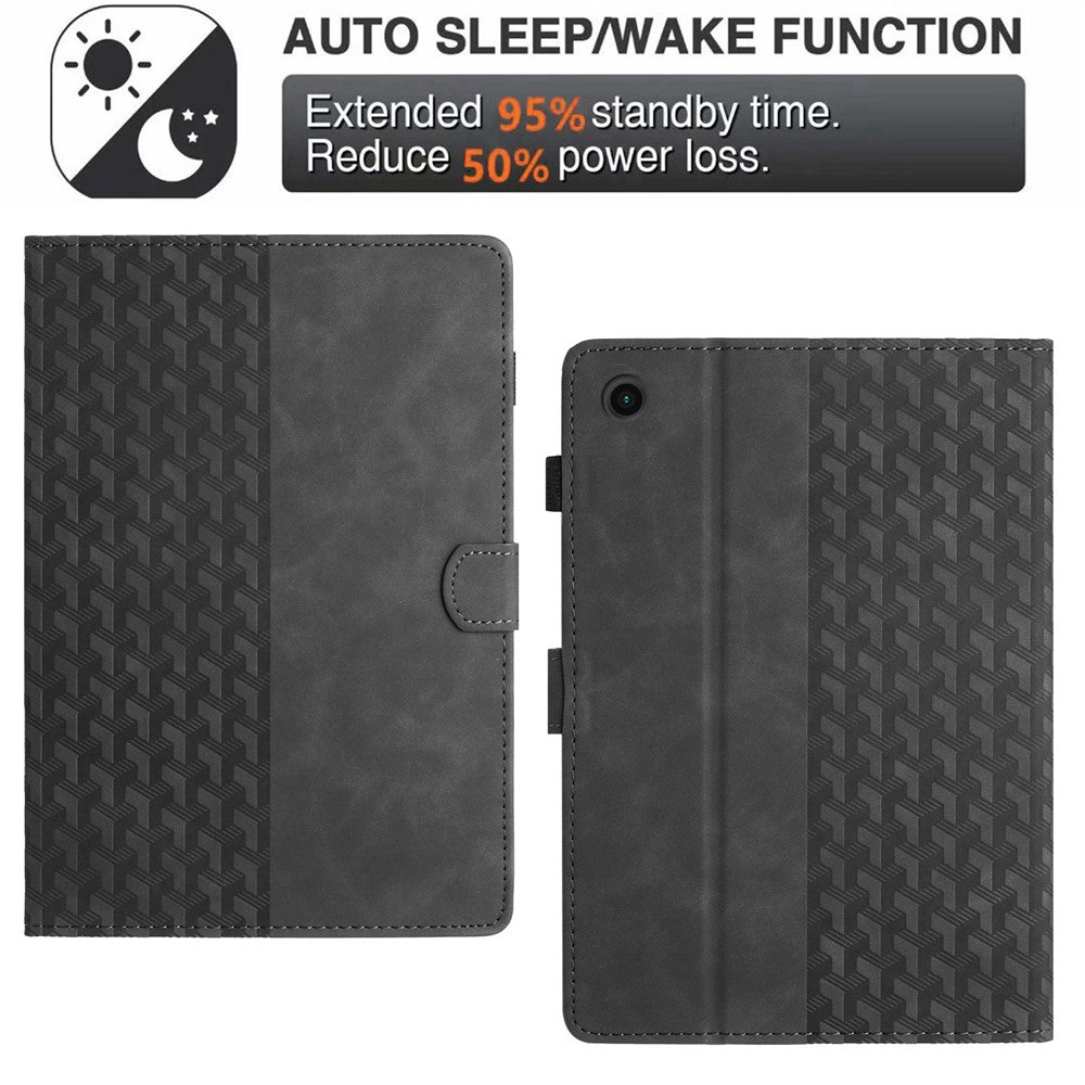 For Lenovo Tab M10 (Gen 3) Case Card Holder Building Blocks Imprinted Tablet Stand Cover - Black