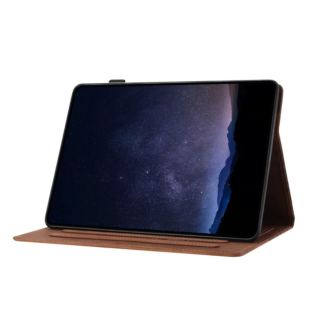 For Lenovo Tab M10 (Gen 3) Case Card Holder Building Blocks Imprinted Tablet Stand Cover - Brown