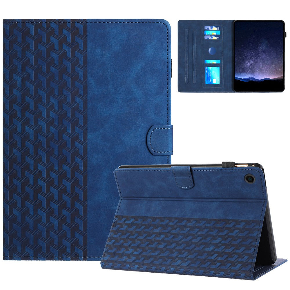 For Lenovo Tab M10 (Gen 3) Case Card Holder Building Blocks Imprinted Tablet Stand Cover - Blue