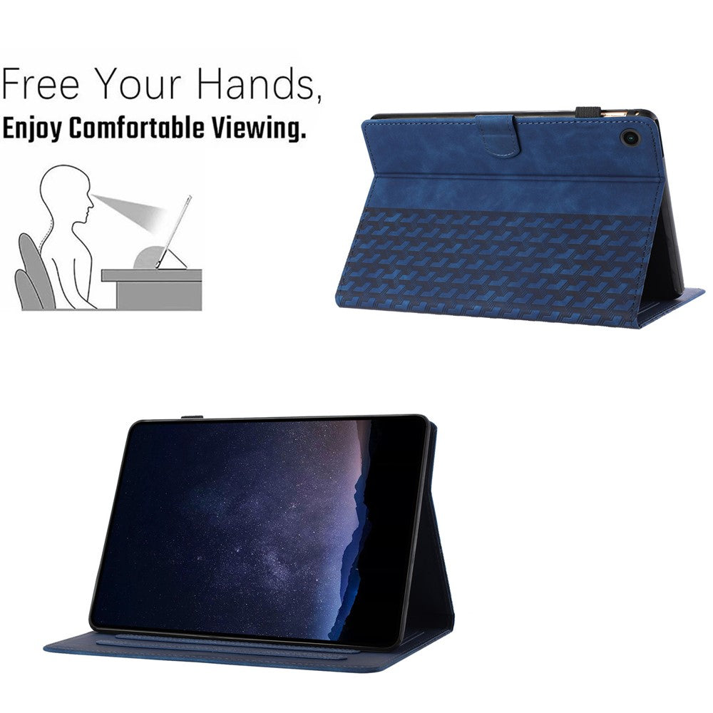 For Lenovo Tab M10 (Gen 3) Case Card Holder Building Blocks Imprinted Tablet Stand Cover - Blue