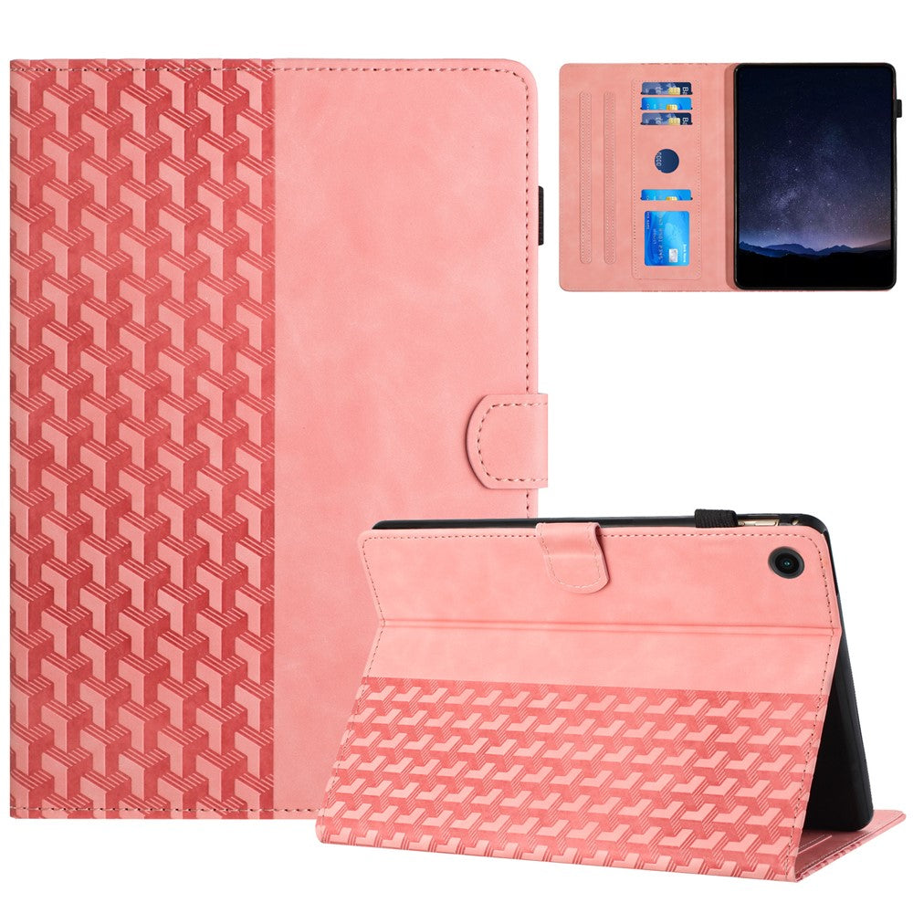 For Lenovo Tab M10 (Gen 3) Case Card Holder Building Blocks Imprinted Tablet Stand Cover - Pink