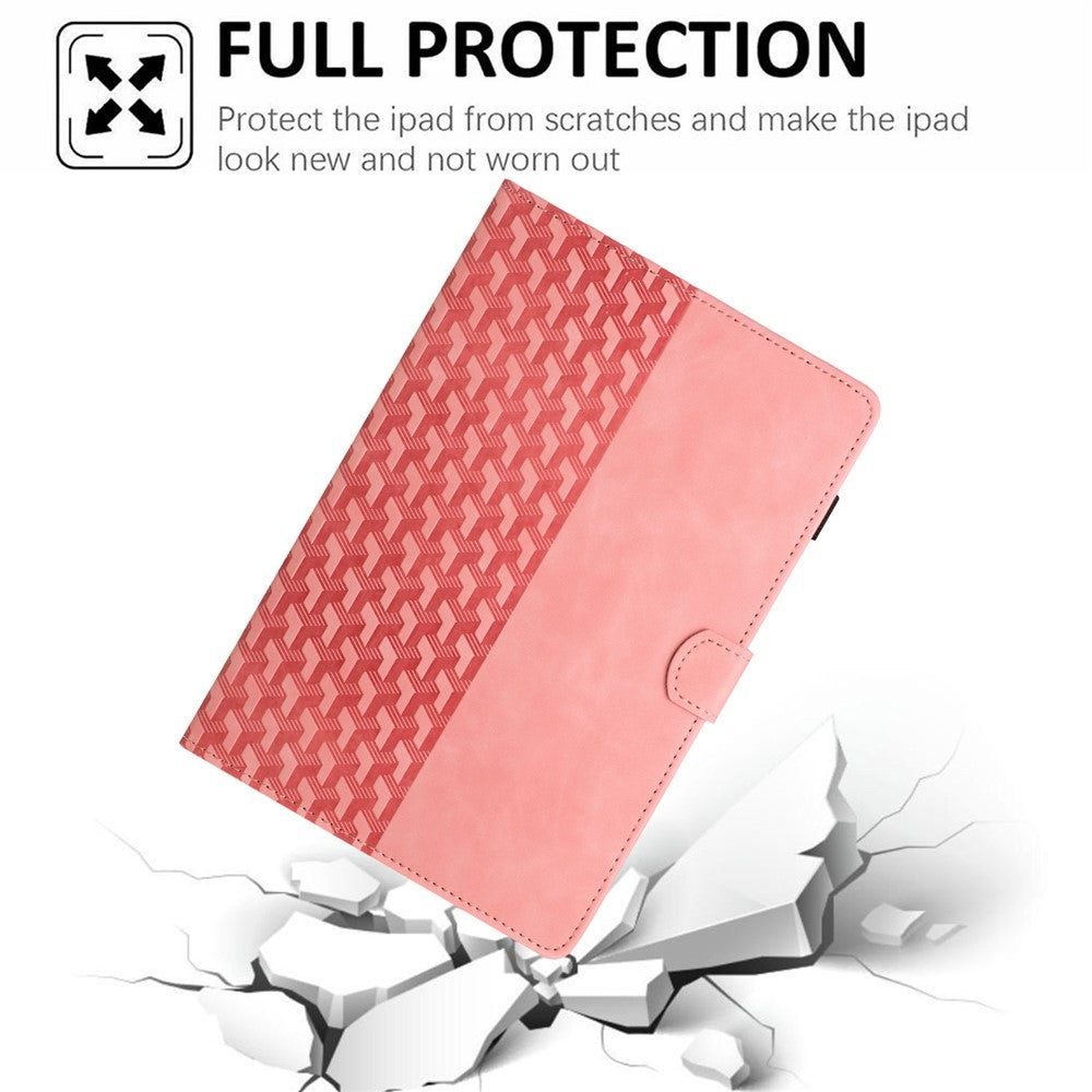 For Lenovo Tab M10 (Gen 3) Case Card Holder Building Blocks Imprinted Tablet Stand Cover - Pink